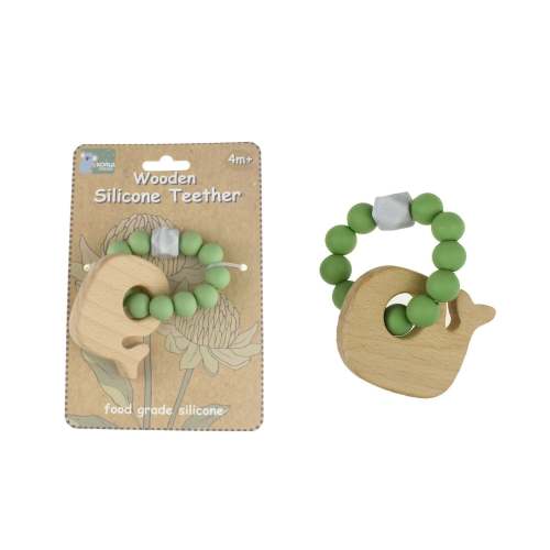 Silicone Whale Teether-green