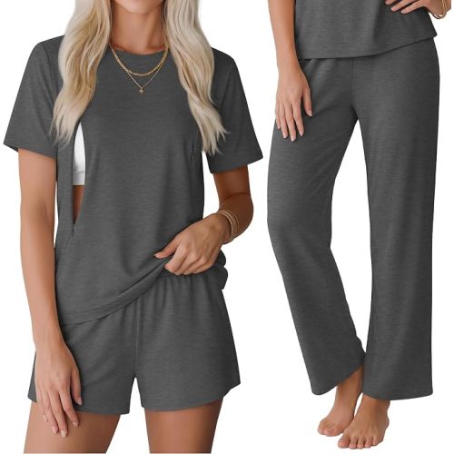 3 Piece Maternity Nursing Pajamas Set Postpartum Breastfeeding Zipper Short Sleeves Shirts Pregnancy Shorts & Pants