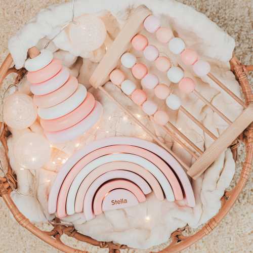 Montessori Toys, Personalized Christmas Gifts For Kids, Toddler Toys, Wooden Pyramid And Rainbow, Beads Abacus, Educational Toys 2 Years Old