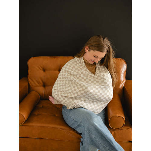 Taupe Checkered Bamboo Multi-Use Cover | milk & baby – Milk & Baby
