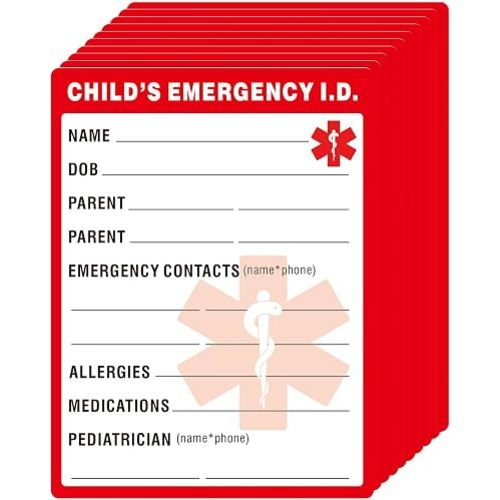 10 Infant I.C.E. (in Case of Emergency) ID Car Seat tag