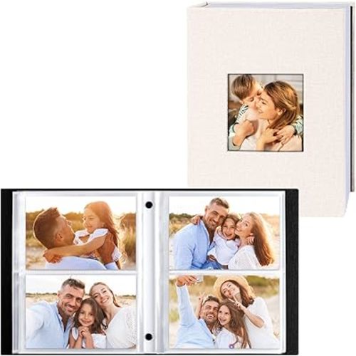 Ywlake Photo Album 4x6 200 Pockets 2 Packs, Linen Photo Albums Holds 200 Horizontal Pictures Only Beige (2 Packs)