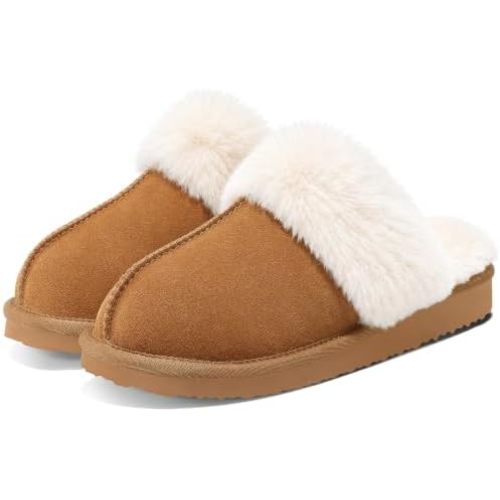 Litfun Fuzzy Memory Foam Slippers for Women Indoor Outdoor House Shoes