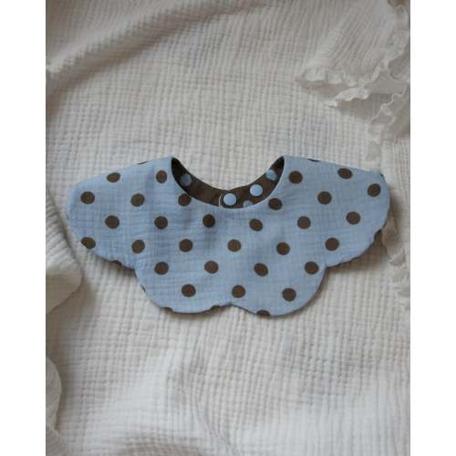 Reversible Organic Muslin Waterproof Bib - Polka Dot Brown/Blue
