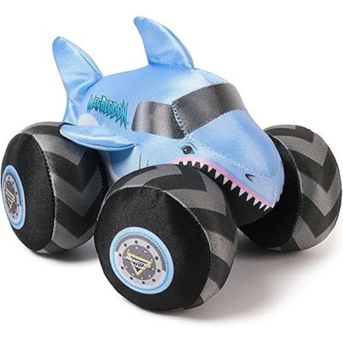 Monster Jam Official Megalodon Monster Truck with Sound, Plush Toy, Shark Monster Truck for Boys and Girls, Kids Toys for Ages 3 and Up, 7”