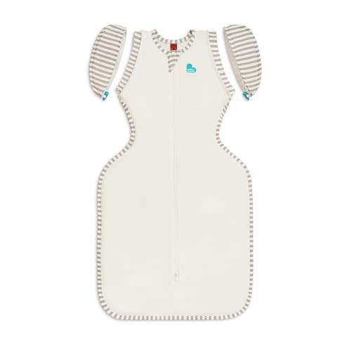 Love to Dream Transition Bag Organic 1.0 TOG, Cream, Medium, 13-19 lbs., Patented Zip-Off Wings, Gently Help Baby Safely Transition from Being swaddled to arms Free Before Rolling Over
