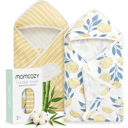 Momcozy Baby Towel with Hooded - Ultra Soft & Absorbent Large Bath Towel Set for Comfort & Gentle on Baby's Skin - Med Thick& Durable -Shower Gift & Bath Essential for Newborn, Infant, Toddler