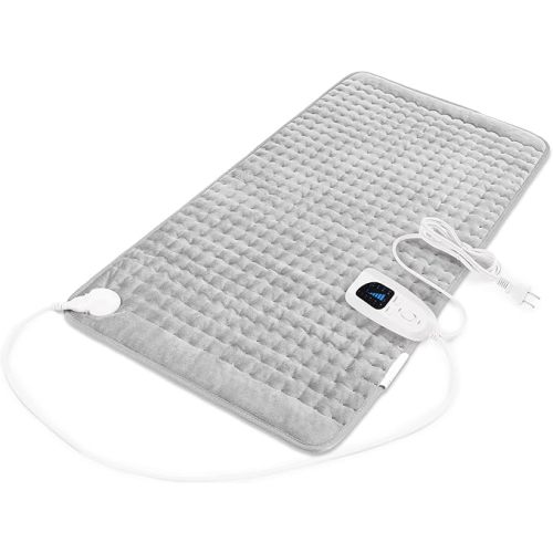 Deepsoon Heating Pad,Electric Heating Pads for Back,Neck,Moist Heating Pad for Abdomen Shoulder Knee Legs,Dry/Moist Heat&Auto Shut Off,Mother's Day Birthday for Men and Women,Light Gray,24x12 Inch