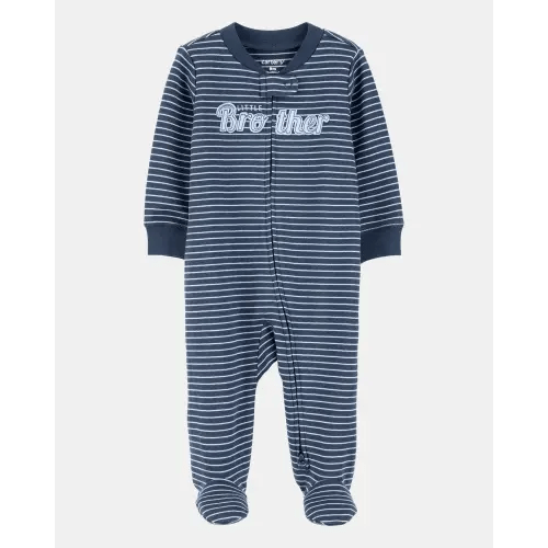 Baby Boy 'Little Brother' 2-Way Zip Cotton Sleep & Play Pajamas - Blue | Carter's