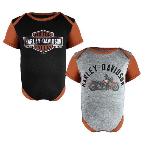 Infant Ribbed 2 Pack Bodysuits - Black/ Orange | Harley-Davidson USA