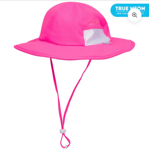 Kids Wide Brim Sun Hat "Fun Sun Day Play Hat" - Neon Shocking Pink