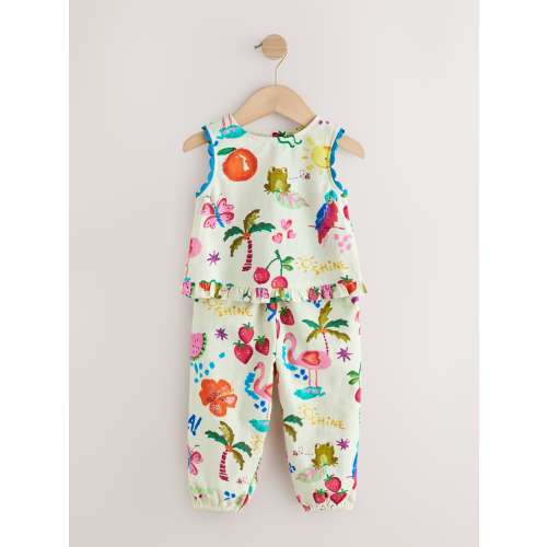 Bright Summer Tropical Print Top & Cuffed Trousers Set (3mths-7yrs)