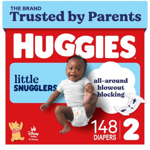 Huggies Little Snugglers Diapers Size 2, 148 Count | Blowout Protection, Leakproof Protection, Luxury Softness, FastAbsorb System, Hypoallergenic, Fragrance Free