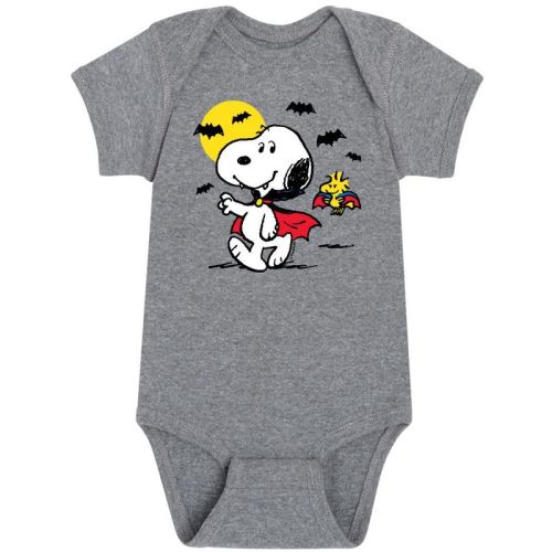 Boys' Peanuts Vampire Snoopy Woodstock Baby Graphic One Piece - Athletic Heather - Newborn