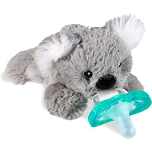 RaZbaby Koala RaZbuddy Stuffed Animal Pacifier Holder for Newborns & Up, Made in The USA, Detachable Orthodontic JollyPop Pacifier, Medical-Grade 100% BPA-Free Silicone, Baby Shower - 0 Months+