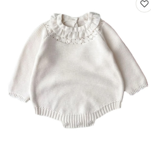 Baby Girls Cream Knit Ruffle Bodysuit