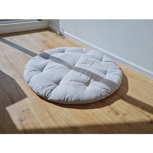 Hemp Linen 1" (2.5 cm) thick Round Play Mat Filled HEMP Fiber in non-dyed linen fabric play Mat Activity Tummy time mat