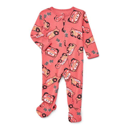 Disney Cars Baby Boys or Girls Two-Way Zip Front Footed Pajama One-Piece, Sizes 0-6/9M