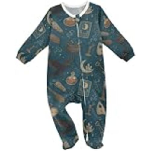 JUNZAN Baby One-Piece Footies Newborn Rompers Pajamas | Cotton Footed Pjs for Sleep Play Boys Girls Little Vikings Trendy Scandinavian