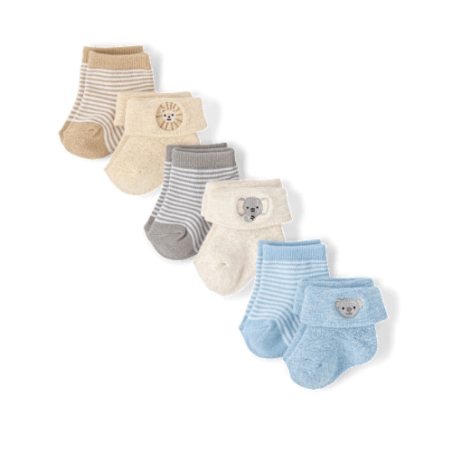 Baby Boys Animal Cushioned Turn Cuff Socks 6-Pack - Multi