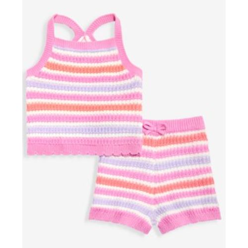 Baby Girls' 3M-24M Cotton Striped Crochet Top & Shorts, 2-Piece Set, Macy's Exclusive