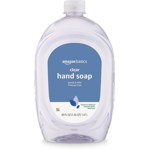 Amazon Basics Gentle & Mild Clear Liquid Hand Soap Refill, Triclosan-free, 50 Fluid Ounces, 1-Pack (Previously Solimo)