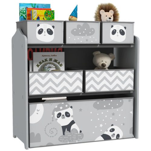 Indigo Safari Toy Organizer with 6 Storage Bins, Kids Storage Unit for Bedroom, Kids Room, 25" x 12" x 26", Gray | Wayfair