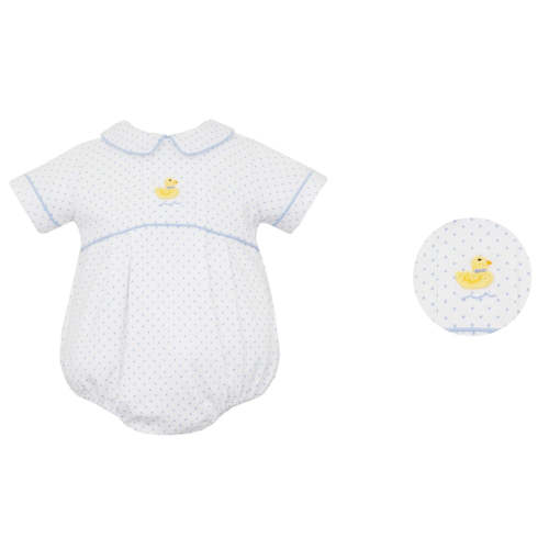 Petit Bebe Knits Baby Boys White / Blue Dots Ducks Bubble – Best Dressed Child