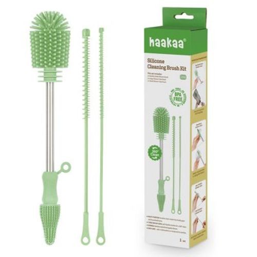 Haakaa Silicone Cleaning Brush Kit Lime : Target
