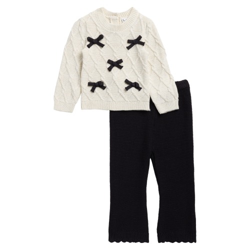 Bow Pullover Sweater & Knit Pants Set