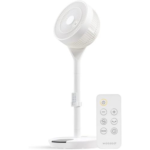 IRIS USA WOOZOO Pedestal Standing Fan, 360 Oscillating Fan, Vortex Fan, DC Motor Quiet and Eco Friendly, Remote Equipped 5-in-1 Fan with Timer/ 12 Speed Settings, Touch Panel, Height Adjustable, White