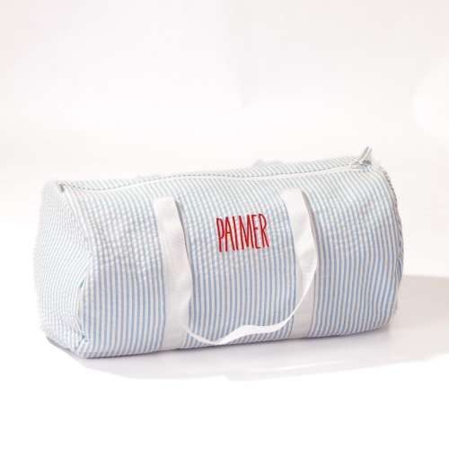 Personalized Baby Duffle Bag, Monogrammed Baby Gifts , Monogram Seersucker Duffel, Personalized seersucker duffel bag, Seersucker travel bag