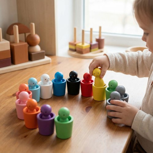 Montessori Wooden Colour Sorting Cup Game – Kids Australia