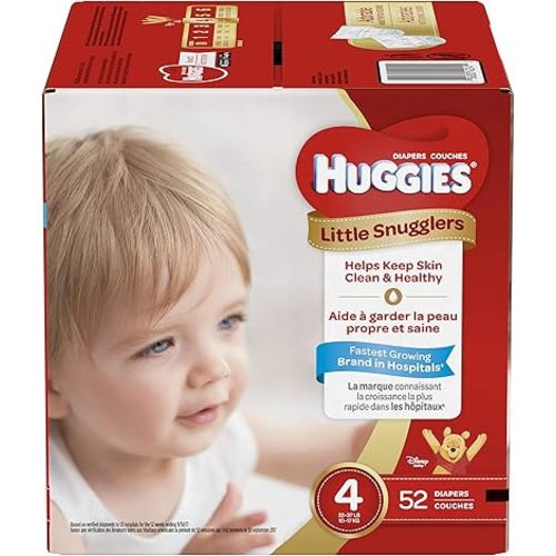 HUGGIES Little Snugglers Baby Diapers, Size 4, 52 ct