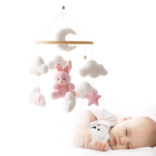 Delightful Crib Mobile Hanger with Plush Teddy Bear – Encourages Hand-Eye Coordination for Baby’s Joyful Nursery