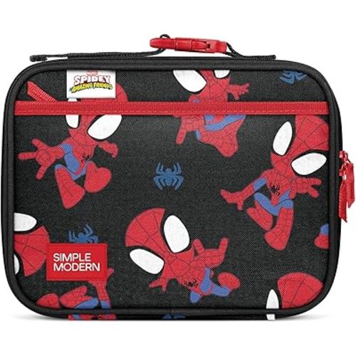 Simple Modern Marvel - Lonchera infantil para la escuela, lonchera reutilizable con aislamiento para niños pequeños, niñas y niños, bolsillos exteriores e interiores | Colección Hadley | Go Spidey Go