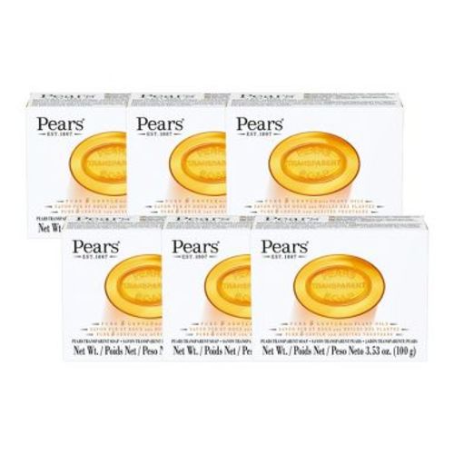 Pears Pure and Gentle with Glycerin and&nbsp;Natural Oils - Bar Soap - Amber - 6 pc
