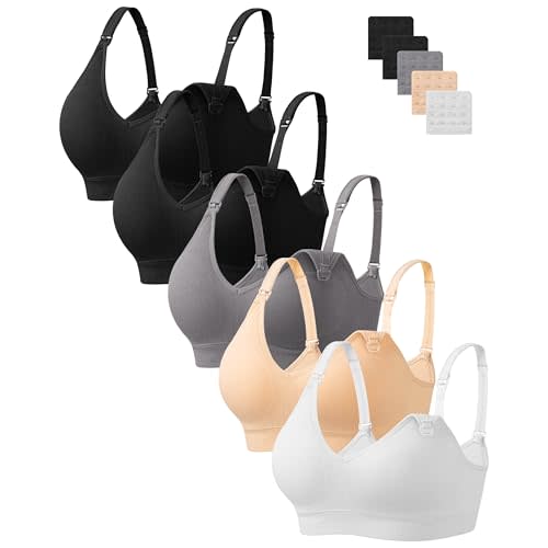 HBselect Nursing Bras for Breastfeeding Women Maternity Bras Seamless Wireless Pregnancy Sleep Bra with Bra Extenders
