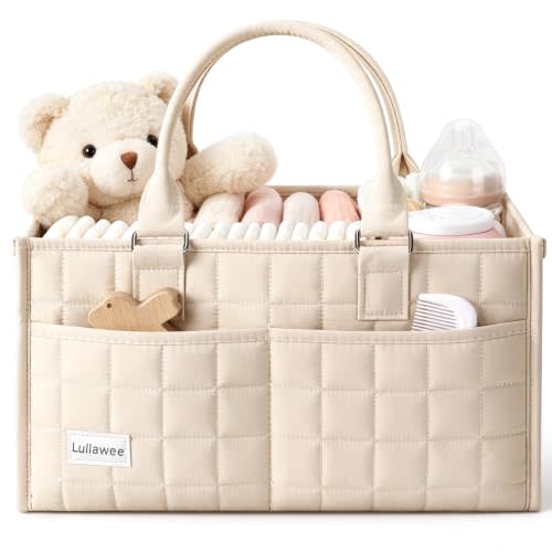 Baby Diaper Caddy Organizer, Portable Nursery Storage Basket with Handle | Nursery Storage Basket, Baby Shower Essentials, Registry Must Have Bag, Caddie Car Organizer for Newborn Boy or Girl