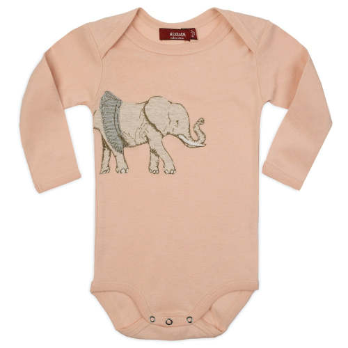 Tutu Elephant Appliqué Organic Cotton Long Sleeve One Piece