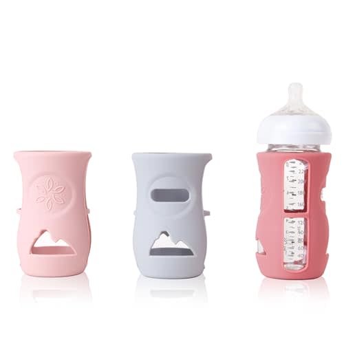 3 Pack Silicone Sleeve for Avent Natural Glass Baby Bottles, Compatible Philips Avent Glass Natural Baby Bottle, Anti Breakage Baby Bottle Holder, 8 oz