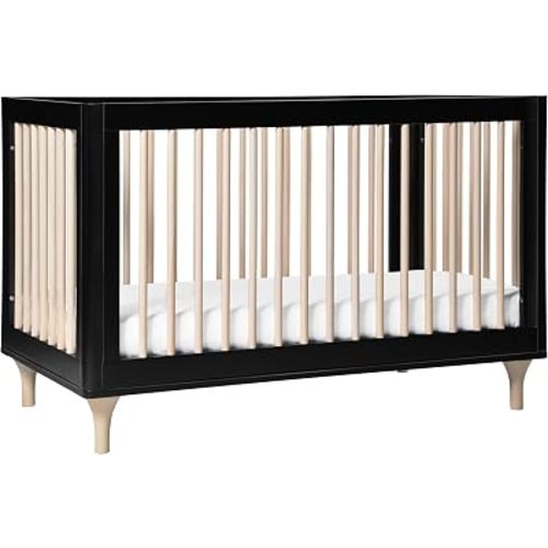 babyletto Lolly 3-in-1 Convertible Baby Crib, Black and Washed Natural