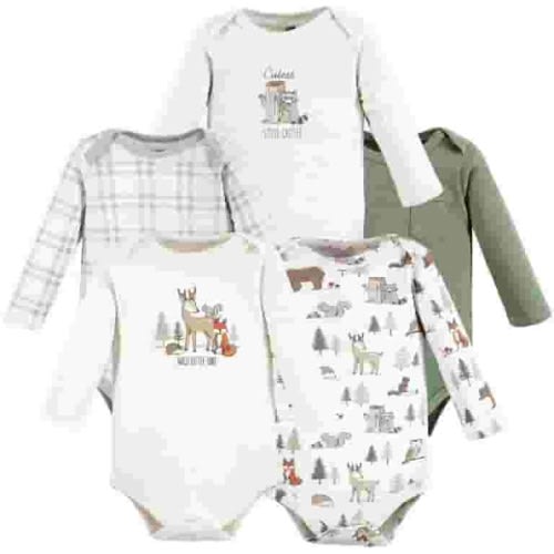 Hudson Baby Cotton Long-Sleeve Bodysuits, 5-Pack, Newborn- 24 Months