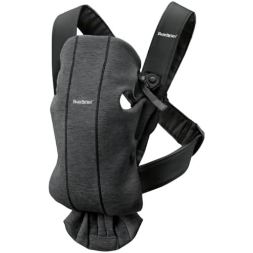 BabyBjörn Baby Carrier Mini, Charcoal Gray, 3D Jersey | Newborn Carrier, Ergonomic, Easy-to-Use