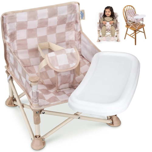 Tiny Marvels 3-in-1 Foldable Booster Seat with Carry Bag & Safety Harness - Portable High Chair for Travel,Restaurant, Home,Infant to Toddler