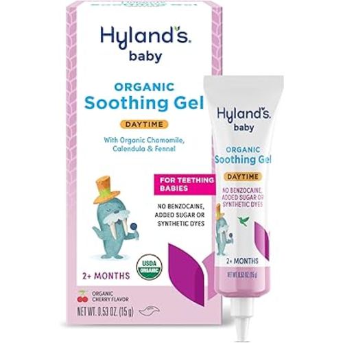 Hyland's Baby Organic Day Oral Soothing Gel, with Chamomile, Calendula, and Fennel, Cooling Gel for Oral Discomfort, Easy-to-Apply, Ages 2 Months and Up, 0.53 Ounce