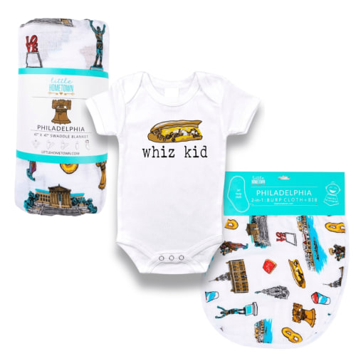 Philadelphia Baby Gift Bundle: Swaddle, Bib & Onesie Set – Little Hometown