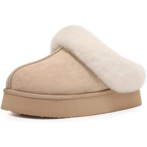 Litfun Fuzzy Platform Slippers for Women Comfy Winter House Shoes With Memory Foam Indoor Outdoor