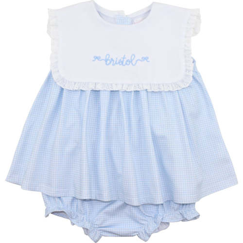 Blue Gingham Knit Diaper Set