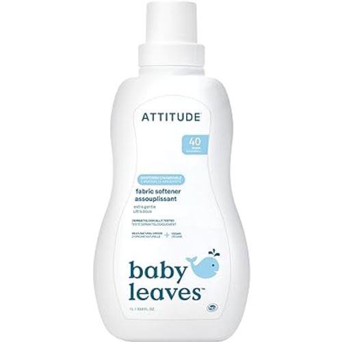 ATTITUDE Baby Fabric Softener, Plant and Mineral-Based Ingredients, HE Compatible, Vegan and Cruelty-free Laundry and Household Products, Soothing Chamomile, 40 Loads, 33.8 Fl Oz